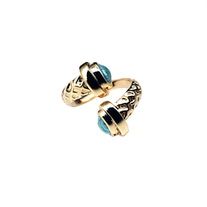 Fashion <b>Rings</b> PVD Gold Plated 316L Stainless Steel Turquoise Stone <b>Adjustable</b> Band For Women Men Jewelry - Product Image 2