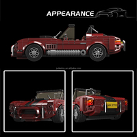 MOULD KING 27111 Shelby Cobra + Voiture de sport, jouets de construction, kits de briques, modèle MOC, boîte de présentation, blocs de construction, cadeau de Noël