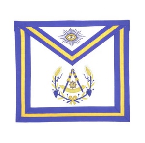 Delantal de cuero de tamaño personalizado Masonic Blue Lodge Master, insignias de logotipo de diseño 3D, patrón cuadrado bordado a mano, cosido magnético - Product Image 1