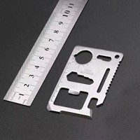 Outil multifonction tactique de survie en acier inoxydable argenté, taille carte de crédit 4,5x6,7cm, couteau de poche portable pour camping en extérieur, cadeau idéal