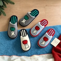XIXITIAO – Chaussons d'intérieur douillets et chauds en coton et EVA, à rayures colorées, pour couples, hommes et femmes