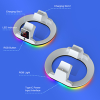 Station de charge double pour PS5 avec indicateur LED de charge rapide, contrôleur, 8 modes d'éclairage RGB