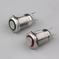 Rohs CE 19mm IP65 ou IP67 momentané ou verrouillage étanche 12V-24V interrupteur à bouton-poussoir lumineux