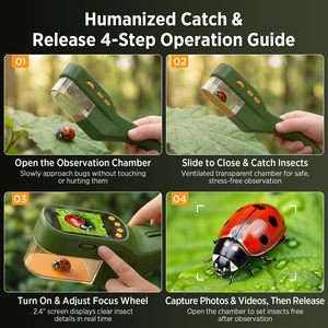 3-in-1 Kids Insect Catcher & Microscope 500X Magnification 2.4" IPS Kids Bug Catcher Microscope STEM Exploration Toy for Ages - Product Image 4