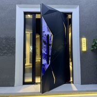 Porte d'entrée extérieure en aluminium noir style Lamborghini avec éclairage LED, antivol, pour maisons