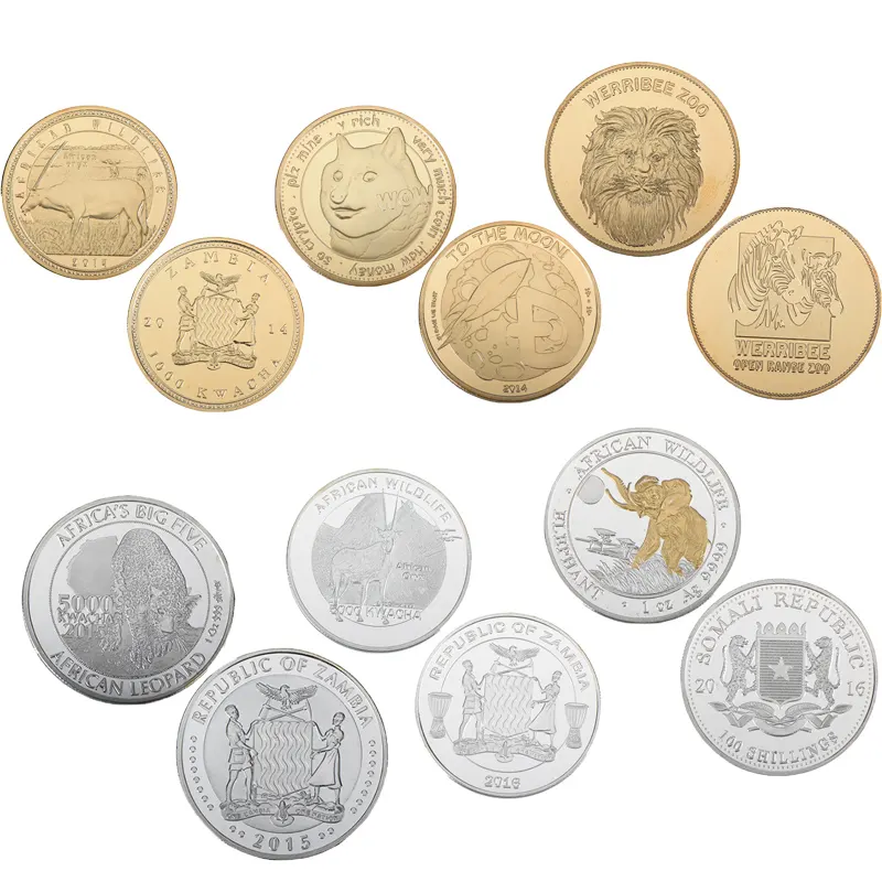 Moneda conmemorativa con estampado 3d de animales, moneda conmemorativa, elefante, antílope, jirafa, variedad de animales, moneda de recuerdo de aleación