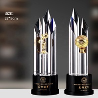 Balle de Golf en métal personnalisée haut de gamme Base noire trophée personnalisé honneur trophée en cristal Transparent cadeau Souvenir