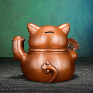 Copper Cat Figurine Feng Shui <b>Desk</b> Decor Office Home Gift Chinese New Year Single Piece - Product Image 3