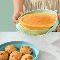 Grande doublure ronde pliable en silicone de 23,5 cm pour friteuse à air, réutilisable, antiadhésive, résistante à la chaleur, 4 couleurs, vente en gros