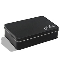 Boîte rectangulaire en fer blanc noir mat de qualité alimentaire pour biscuits, chocolats et cadeaux, impression offset, vente en gros