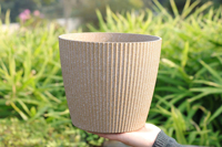 Jardinières modernes en plastique PP à rayures cylindriques avec trous de drainage pour plantes succulentes d'intérieur et plantes au sol