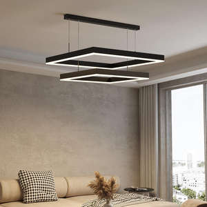 Lámpara de techo de altura ajustable cuadrado de aluminio Estilo nórdico moderno hogar Led simple sala de estar luz colgante - Product Image 2