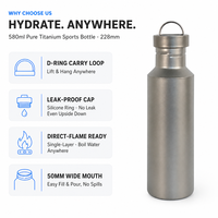 Bouteille d'eau sportive en titane personnalisée OEM ODM, anti-fuite, portable, pour le camping, la randonnée et les activités de plein air