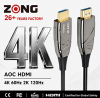 Câble Fibre Optique HDMI 2.0 AOC 4K 60Hz 18Gbps Longue Portée Anti-Interférence Tressé