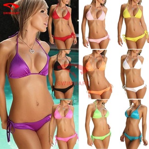 2020 Version européenne Sexy rose Bikini dames taille brésilien bas dames taille poitrine froncé Pad maillot de bain en gros Spot - Product Image 1