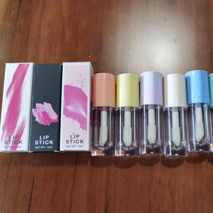 5ml custom logo round shaped clear empty purple pink white private label big brush lip gloss wand tubes with box packaging