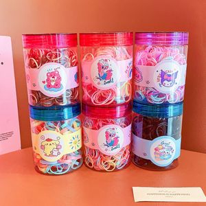 Lot de 100 élastiques à cheveux colorés motif macaron pour filles, haute élasticité, jetables, cadeau d'anniversaire, accessoires pour cheveux pour enfants - Product Image 1
