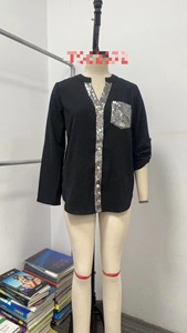 Custom Elegant <strong>Ladies</strong> Sexy Shirts Casual <strong>Top</strong> Long Sleeve Turn-down Collar <strong>Glitter</strong> Sequin Shirts Black Women Shirts 2026 - Product Image 5