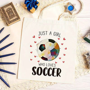 Bolsa de Hombro con Estampado Temático de la Copa Mundial de Fútbol 2026, Bolsa de Compras Reutilizable Aprobada, Bolsa de Lona de Gran Capacidad para Aficionados al Fútbol - Product Image 1