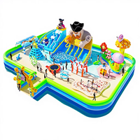 Parc aquatique gonflable flottant avec toboggan et parcours d'obstacles pour enfants, jeux en plein air