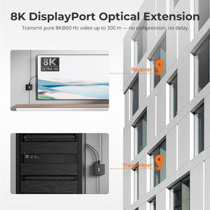 Extensor KVM TESmart 300m 8K DP sobre Fibra, Compatible con HDCP 2.2, con Puerto de Audio USB para Sala de Control, Centro de Datos, Estudio - Product Image 3
