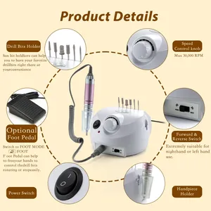 Professional Electric <b>Nail</b> Drill <b>Kit</b> for Acrylic & Gel <b>Nails</b> - 35000RPM Set for Shaping, Polishing & Buffing - Home & Salon Use - Product Image 4