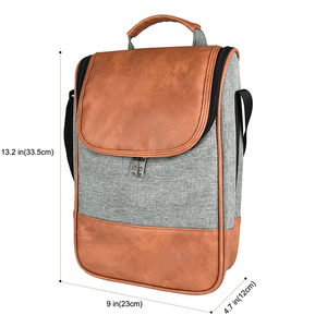Tùy chỉnh <span class=keywords><strong>PU</strong></span> da rượu Túi lạnh cách điện nhiệt Tote cho 2 chai rượu vang đôi tàu sân bay với biểu tượng tùy chỉnh cho du lịch - Product Image 4