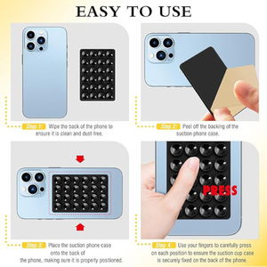 Support adhésif pour étui de téléphone à ventouse en silicone, support à prise forte mains libres pour selfies vidéos miroir douche - Product Image 4