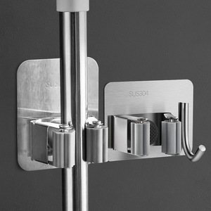 Buckle-type fixing buckle stainless steel <b>mop</b> hook broom <b>wall</b>-mounted storage broom rack manufacturer wholesale - Product Image 1