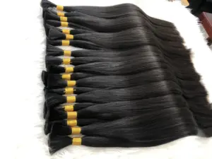 Virgin Remy ekstensi rambut manusia hitam ekstensi massal virgin belum diproses 100% rambut alami massal untuk ekstensi