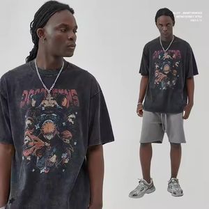 T-Shirt <span class=keywords><strong>Homme</strong></span> Rétro 100% Coton Manches Courtes Coupe Ample 'Huo Shadow Payne' Imprimé Solide Flocon <span class=keywords><strong>de</strong></span> Neige Frite Numérique Blanc Jersey - Product Image 3