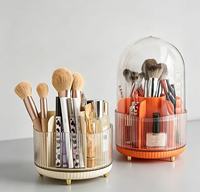 Support rotatif à 360° pour pinceaux de maquillage avec couvercle anti-poussière, organiseur cosmétique multi-compartiments pour la vanité et le rangement des outils de maquillage dans la salle de bain