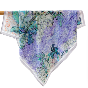 68 cm 놀라운 인기있는 예술 유화 스타일 우아한 레이디 매일 장식을위한 꽃 인쇄 실크 CDC 스카프 스카프 - Product Image 1