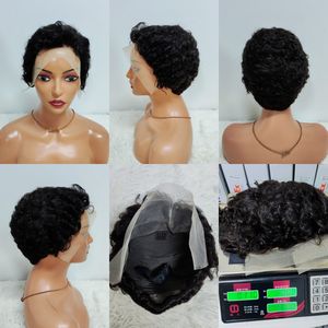 Promotion 17$ Perruques Courtes Afro 13x4 Lace Frontal 100% Cheveux Humains Bouclés Naturels Vente en Gros Usine Couleur Gris Mèches - Product Image 6