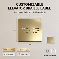 Autocollant tactile en braille pour bouton d'ascenseur en acier inoxydable, points en relief, personnalisable, noir/argent, taille personnalisée, guide public