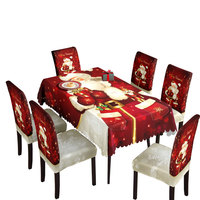 Nouvel ensemble de nappe de Noël et de housses de chaise extensibles – Décoration festive pour la maison, nappe de table imperméable et anti-poussière