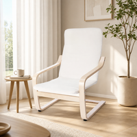 Fauteuil de loisirs moderne en bois courbé, fauteuil en bois massif, tissu en coton de haute qualité, fauteuil relaxant pas cher pour le bureau, le salon