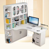 Bureau d'angle combiné avec bibliothèque, bureau d'étude en bois massif, bureau d'ordinateur avec tiroir latéral, table d'apprentissage simple pour la chambre à coucher