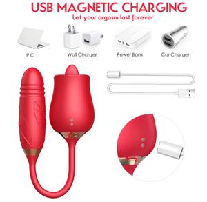 Giocattolo Sessuale per Adulti, Stimolatore Clitorideo a Forma di Rosa per Donne, Vibratore Lingua per Stimolazione Clitoridea Femminile, Dildo Vibrante a Doppia Testa - Product Image 3