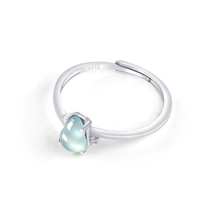 S925 <b>Silver</b> Wedding Party <b>Ring</b> Set Natural A-Grade Jadeite Blue Water Lily Ice-Grade Jade Women's <b>Adjustable</b> Rhodium Plated <b>Ring</b> - Product Image 4