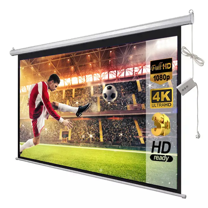 Hot bán điện trắng sợi màn hình chiếu 120 inch 4:3 cơ giới điều khiển từ xa tự động nâng màn hình chiếu