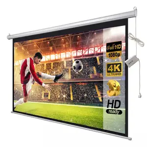 Hot Sale Electric White Fiber Projection Screen 120 Inch 4:3 Motorized Remote Control Automatic Lifting Projection Screens