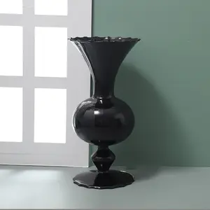 Vaso di vetro nordico più venduto decorazione per la casa vetro nero vasi di cristallo di vetro per fiori