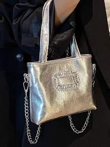 2025 Women's Fashionable Summer <b>Dress</b> <b>Bag</b> PU Zip Leather Popular Bucket <b>Bag</b> Texture Single Shoulder Crossbody Design Chain - Product Image 4