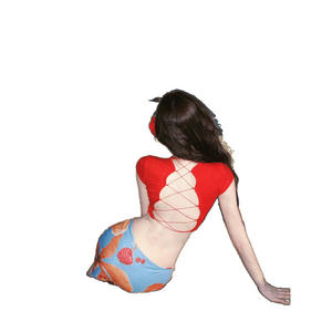 Conjunto de dos piezas para mujer: falda midi estampada de playa con abertura y camiseta sin mangas con espalda descubierta, ideal para uso casual de verano. - Product Image 5