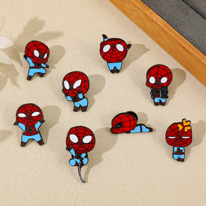 Broche de col créative en alliage électroplaqué émaillé, motif <span class=keywords><strong>Spider</strong></span>-<span class=keywords><strong>Man</strong></span> de dessin animé, avec technique d'huile coulante, personnage de super-héros - Product Image 4