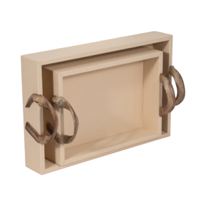 Vassoio Decorativo con Manici Forgiati in Similpelle, Vassoio Rettangolare per Servire, per Tavolino da Caffè, Arredamento Casa - Product Image 5