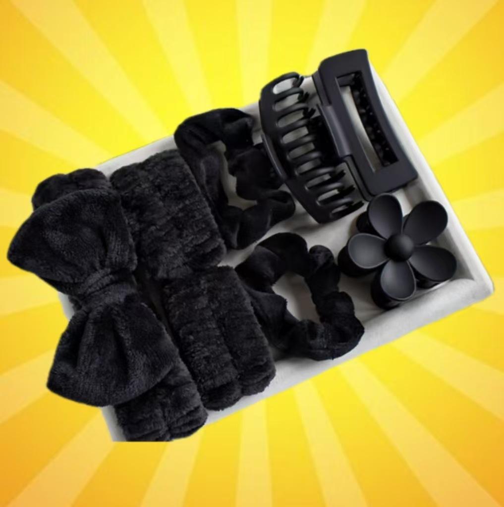 Lot de 8 élastiques à cheveux noirs pour gros intestin