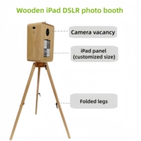Support en bois de chêne vintage pour iPad, smartphone, appareil photo et imprimante photobooth DSLR, compatible avec les étuis de transport pour les fêtes et les événements
