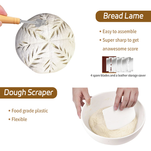 Nguồn cung cấp bánh mì bột chua và giỏ chống, Bộ làm bánh mì hoàn chỉnh-9 "tròn & 10" Giỏ hình bầu dục, què, đánh trứng, cạo - Product Image 5